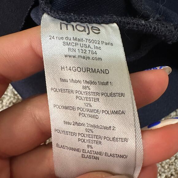 MAJE Women's Gourmand Neoprene Ruffled Mini Skirt Size 38/ US M In Navy - Picture 7 of 9